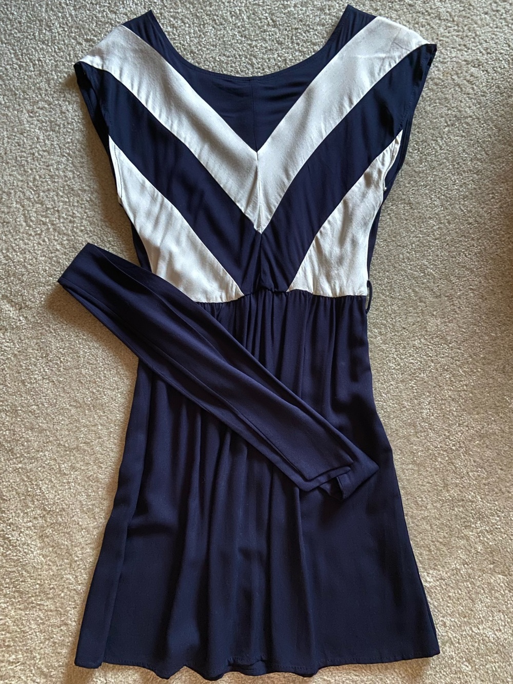 Swell Chevron Navy and White Dress w/belt